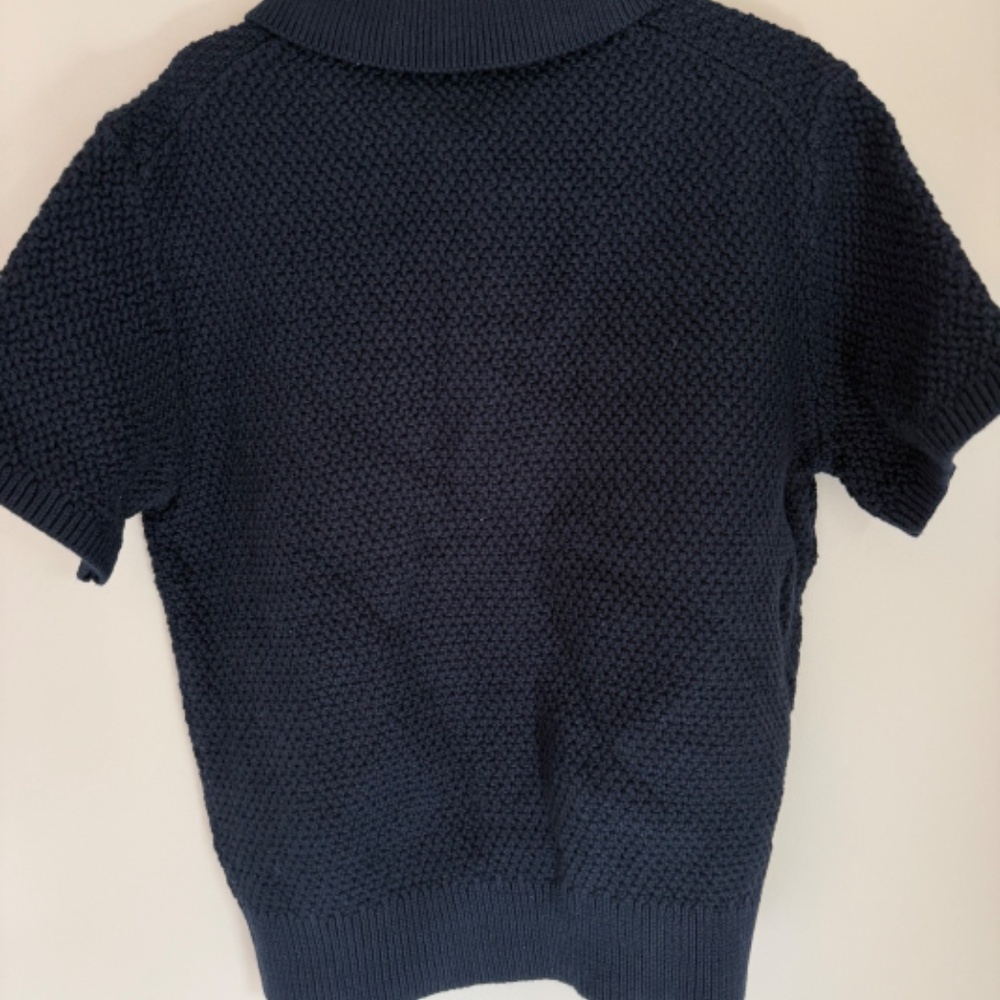 Crewcuts Kids’ Short-Sleeve Seed-Stitch Sweater-Polo | Navy | Size S (6–7) - Picture 3 of 5